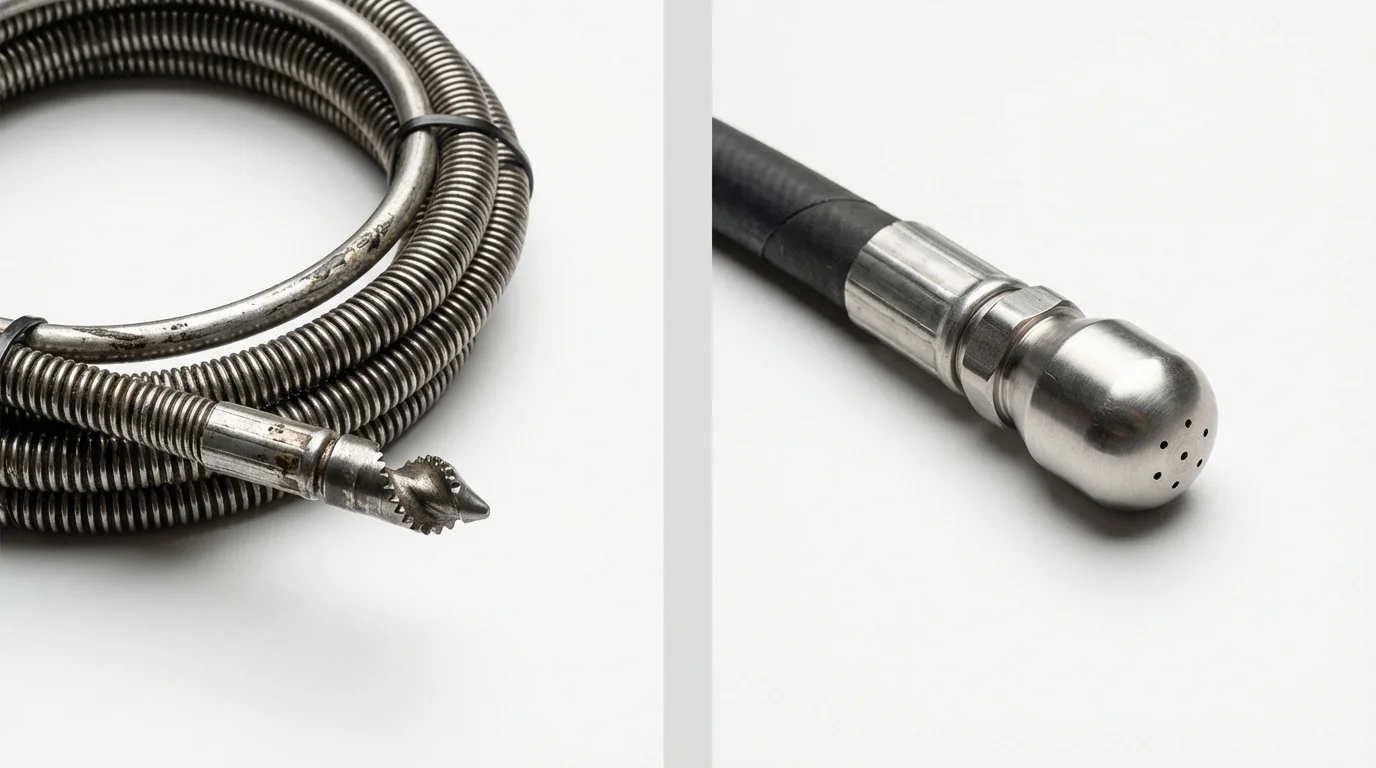 Drain snake cable and hydro jetting nozzle used for drain cleaning in Winnsboro, TX