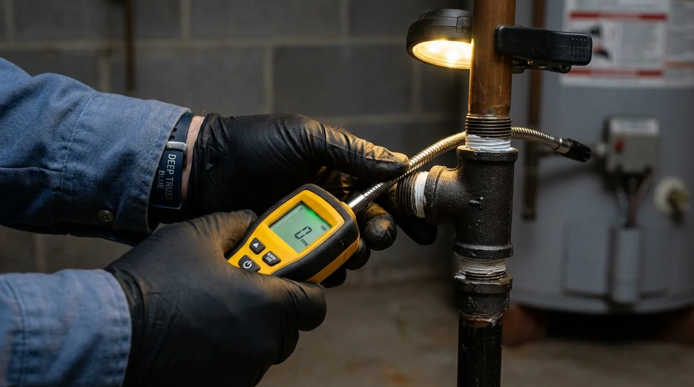 Gas leak detection with electronic sniffer by Johns Plumbing LLC in Winnsboro